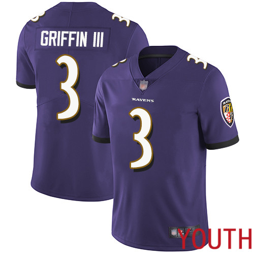 Baltimore Ravens Limited Purple Youth Robert Griffin III Home Jersey NFL Football #3 Vapor Untouchable->youth nfl jersey->Youth Jersey